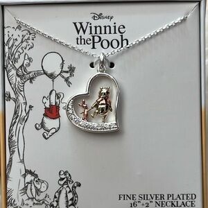 🆕 Winnie the Poo and Piglet “Best Friends” Heart Pendant Necklace Silver…